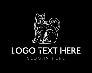 Elegant - Black Feline Pet Cat logo design