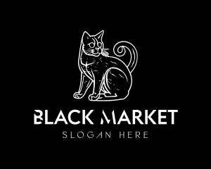 Black Feline Pet Cat logo design