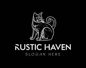 Black Feline Pet Cat logo design