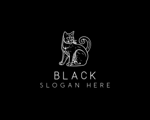 Black Feline Pet Cat logo design