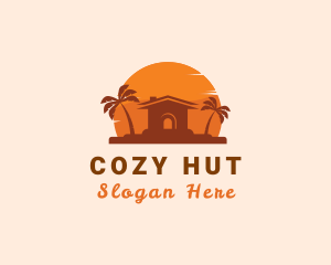 Hut - Tropical Hut Sun logo design