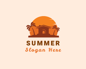 Tropical Hut Sun logo design