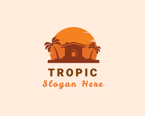 Tropical Hut Sun logo design