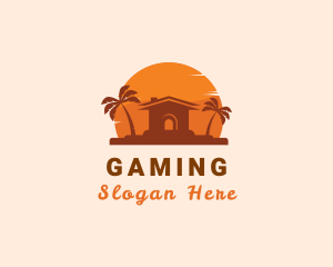 Lodging - Tropical Hut Sun logo design