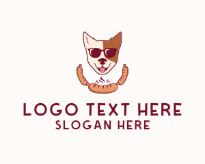 Food - Hipster Sausage Dog logo design