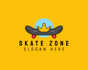 Skate - Retro Skater Boy King logo design