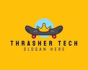 Thrasher - Retro Skater Boy King logo design