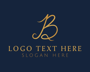 Handwritten - Gold Luxury Letter B logo design