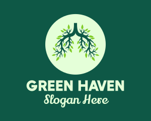 Green Forest Tree Lungs logo design