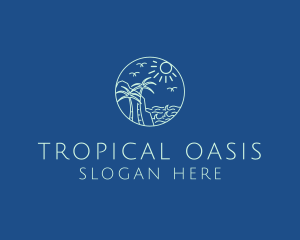 Island - Monoline Paradise Island logo design