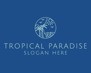 Hawaii - Monoline Paradise Island logo design