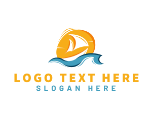 Waves - Boat Ocean Beach logo design