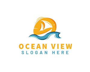 Boat Ocean Beach logo design