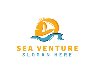 Boat Ocean Beach logo design