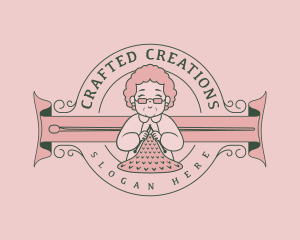 Handmade - Grandmother Handmade Knitting logo design