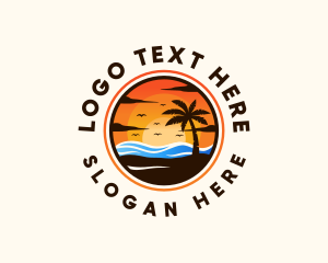 Coast - Tropical Sunset Palm Tree logo design