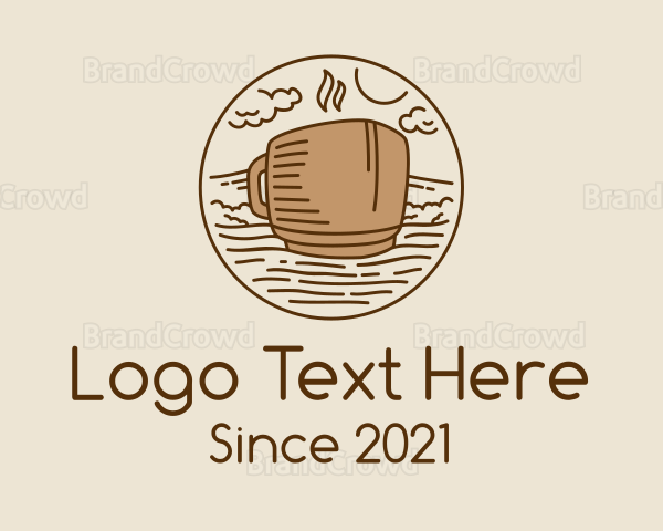 Coffee Cafe Seaside Ship Logo