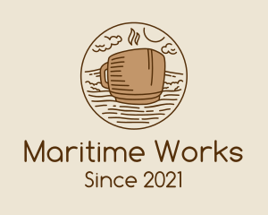 Coffee Cafe Seaside Ship logo design