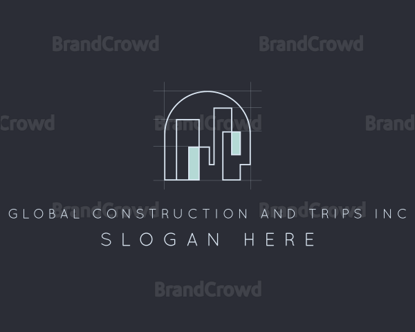 Arch Building Blueprint Logo