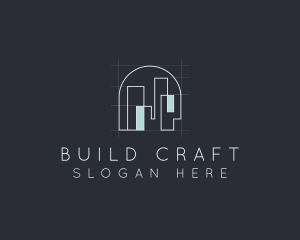 Arch Building Blueprint  logo design