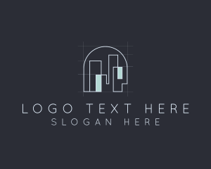 Scaffolding - Arch Building Blueprint logo design