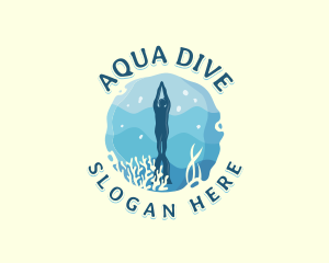 Diver - Freediving Underwater Sport logo design