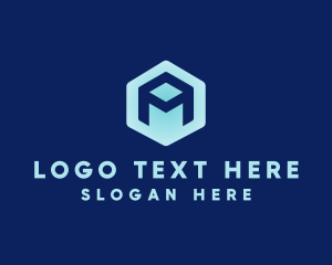 Tech Hexagon Letter A logo design