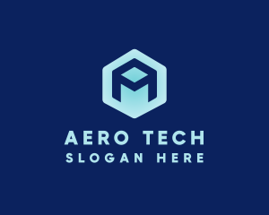 Tech Hexagon Letter A logo design