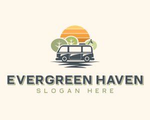 Trees - Minivan Road Trip Travel logo design