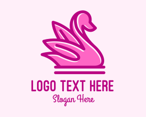 Pink Swan - Pink Minimalist Swan logo design