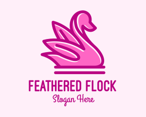 Geese - Pink Minimalist Swan logo design