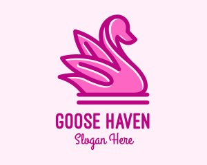 Pink Minimalist Swan logo design