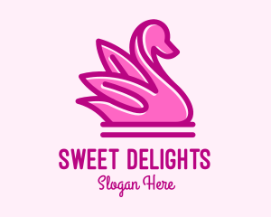 Pink Minimalist Swan logo design