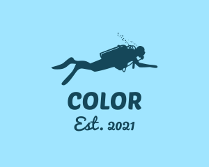 Diving Gear - Blue Scuba Diver logo design