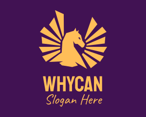 Pony - Golden Pegasus Wings logo design