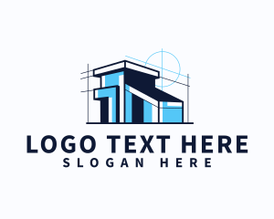 Contractor - House Blueprint Architect logo design