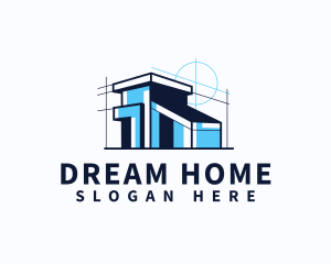 House - House Blueprint Architect logo design