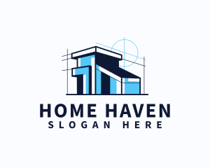 House - House Blueprint Architect logo design
