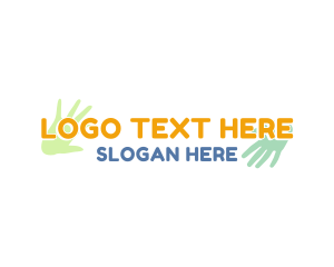 Hands - Colorful Hand Wordmark logo design
