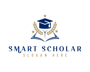 Student - Graduation Book Wreath logo design