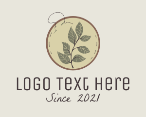 Handmade - Botanical Leaf Embroidery logo design