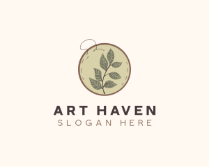 Botanical Leaf Embroidery logo design