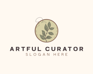 Botanical Leaf Embroidery logo design