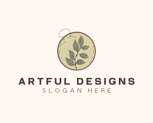 Botanical Leaf Embroidery logo design