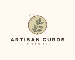 Botanical Leaf Embroidery logo design