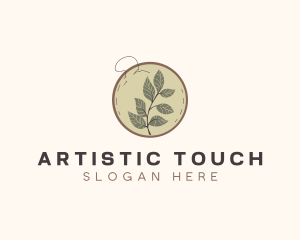 Botanical Leaf Embroidery logo design