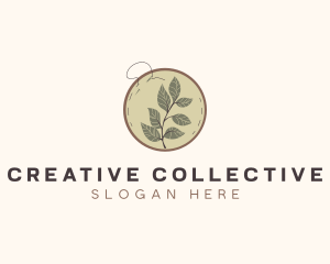 Botanical Leaf Embroidery logo design