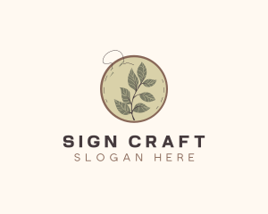 Botanical Leaf Embroidery logo design