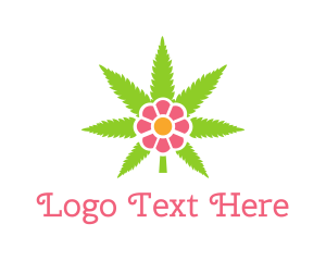 Pink Leaf - Cannabis Pink Flower logo design