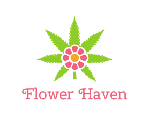 Cannabis Pink Flower logo design